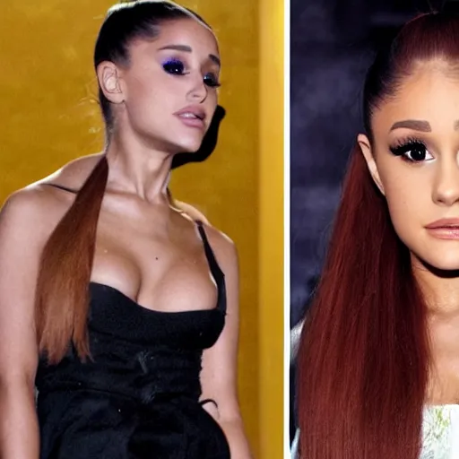 Image similar to ariana grande morphed into a dwayne johnson