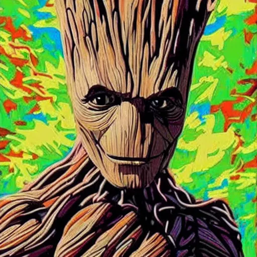 Image similar to Angry Groot as a paint by number