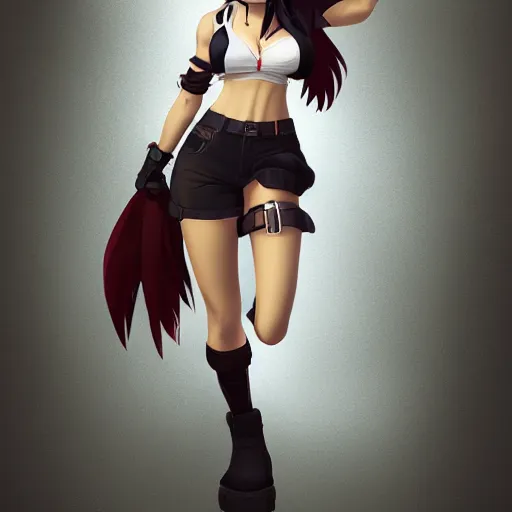 Image similar to head to toe shot of tifa lockhart by wlop, rossdraws, mingchen shen, bangkuart, sakimichan, yan gisuka, jeongseok lee, artstation, 4k