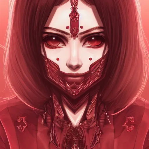 Image similar to crimson blader, beautiful, detailed symmetrical close up portrait, intricate complexity, in the style of artgerm and ilya kuvshinov, cel shaded