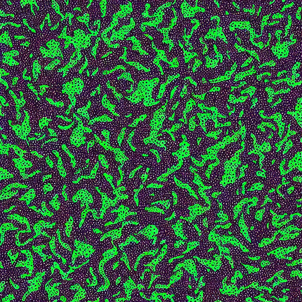 Image similar to camo made of out cannabis, smiling, abstract, maya bloch artwork, do hoang tuong artwork, cryptic, dots, stipple, lines, splotch, concrete, color tearing, uranium, neon, pitch bending, cannabis plant, faceless people, dark, ominous, eerie, minimal, points, technical, painting