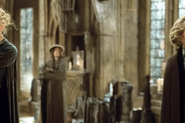 Prompt: film still Meg Ryan as Minerva McGonagall in Harry Potter movie