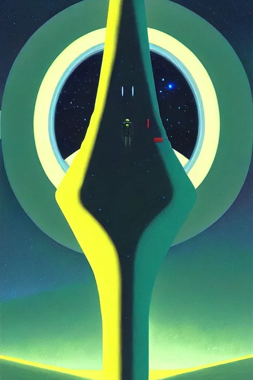 Image similar to galactic space council, edward hopper and james gilleard zdzislaw beksisnski higly detailed