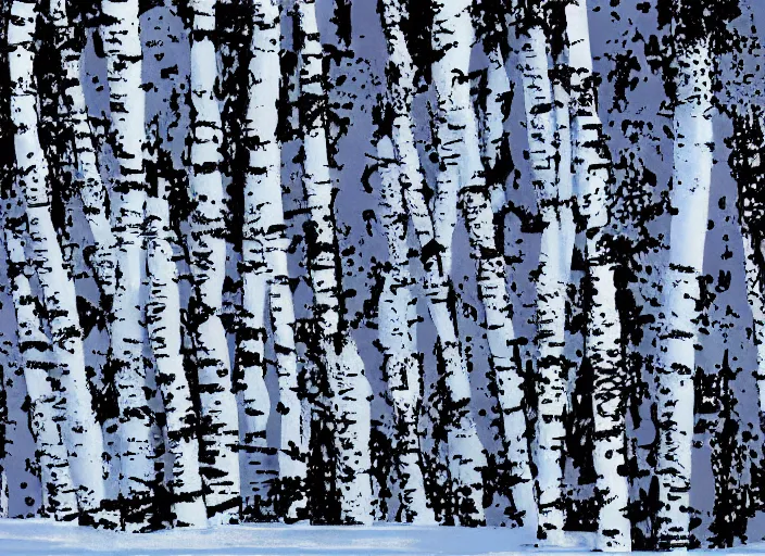 Image similar to stark minimalist rocky snowdrift birch landscape background from calvin and hobbes by bill watterson