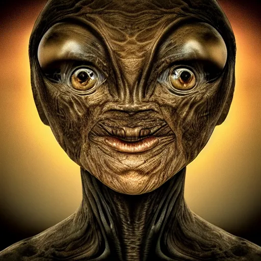 Image similar to an amazing award winning portrait photo of an alien on an unknown planet