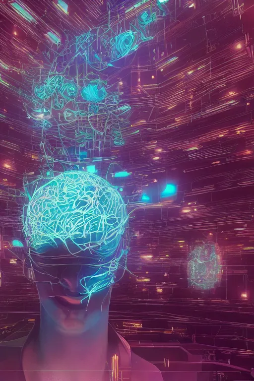 an incredible digital art painting of brains synapses | Stable ...