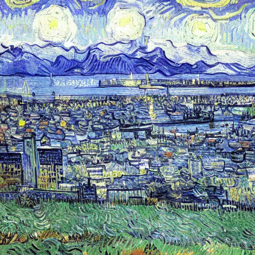 Prompt: painting of seattle by van gogh