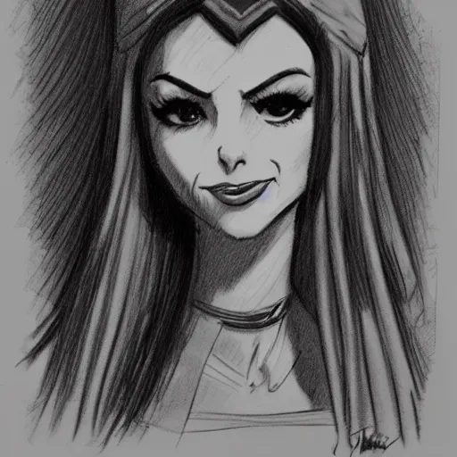 Image similar to milt kahl sketch of victoria justice as princess padme from star wars episode 3