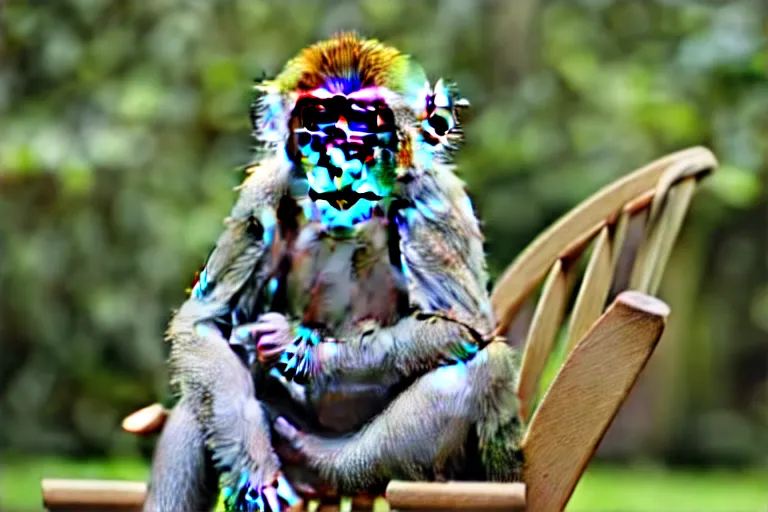 Image similar to a monkey sitting in a chair