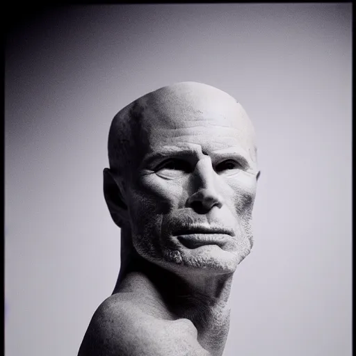 Prompt: Sculpted ruby portrait of Ed Harris, studio lighting, F 1.4 Kodak Portra