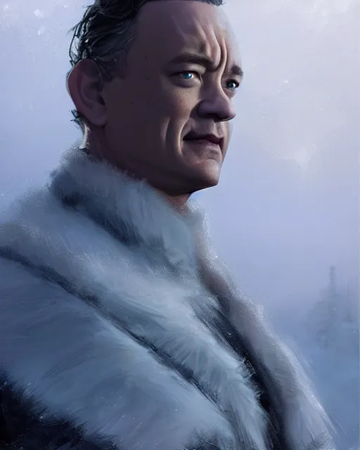 Image similar to epic portrait cinematic shot of a dnd ice wizard tom hanks, fine details. night setting. realistic shaded lighting poster by craig mullism, artgerm, jeremy lipkin and michael garmash, unreal engine, radiant light, detailed and intricate environment, digital art, trending on art station,