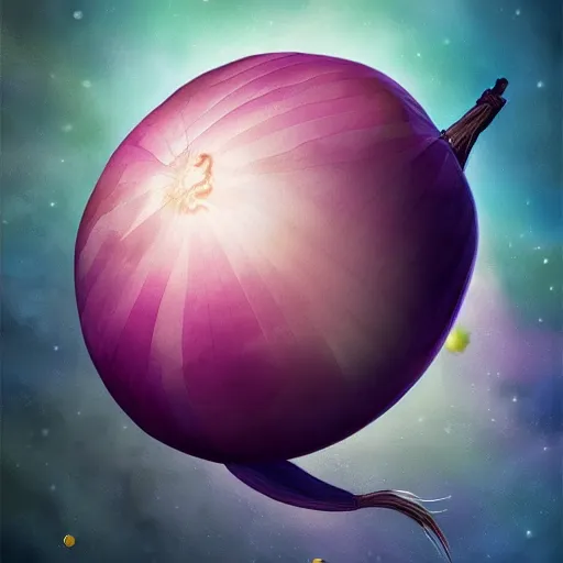 Prompt: An onion travelling in space. High resolution. Highly detailed. Artstation.