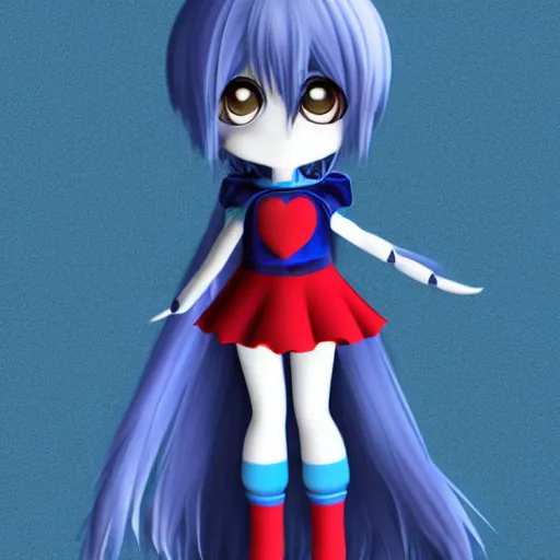 Image similar to cute fumo plush of a superheroine girl in a blue dress, magical girl, gothic maiden anime girl, velvet, vray