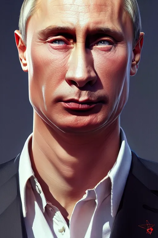 Prompt: vladimir putin with jar jar binks eyes, realistic portrait, symmetrical, highly detailed, digital painting, artstation, concept art, smooth, sharp focus, illustration, cinematic lighting, art by artgerm and greg rutkowski and alphonse mucha