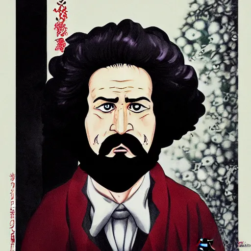 Image similar to beautiful amazing anime portrait painting of karl marx. by koyoharu gotouge, kohei horikoshi, tatsuya endo, satoshi kon