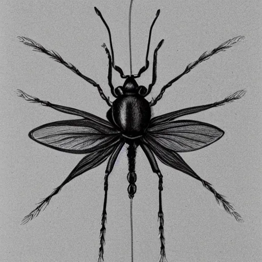 Image similar to bug, black and white, botanical illustration