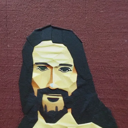 Prompt: jesus made from needles