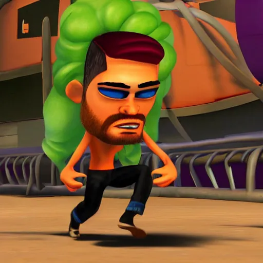 Prompt: character screenshot of ufc sean o'malley in psychonauts, rainbow hair dreadlocks, ps 3 video game, 3 d character render, dream world, 7 2 0 p, cutscene, cartoony designed by scott campbell