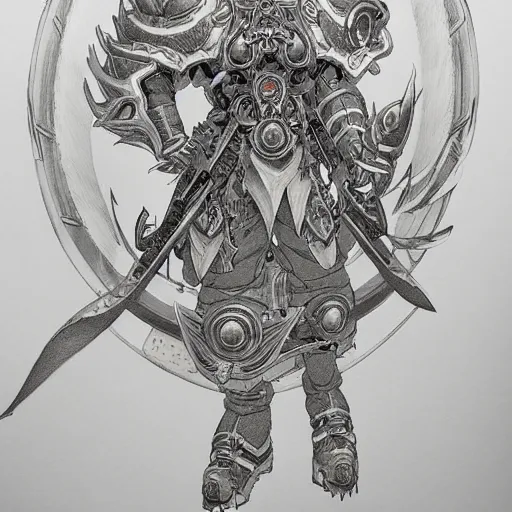 Image similar to prompt: portrait drawn by Katsuhiro Otomo, inspired by World of Warcraft characters, magical and alchemical objects on the side, soft light, white background, intricate detail, intricate ink painting detail, sharp high detail, manga and anime 2000