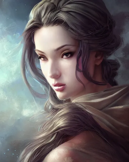 Image similar to side portrait of beautiful female cleric, ethereal, dreamy, backlit, highly detailed, hyperrealistic, mystical, intricate, realistic lighting, realistic face, sharp focus, windswept, rule of thirds, by artgerm, wlop, rossdraws, frank frazetta, andrei riabovitchev, trending artstation, hd, 4 k, fantasy