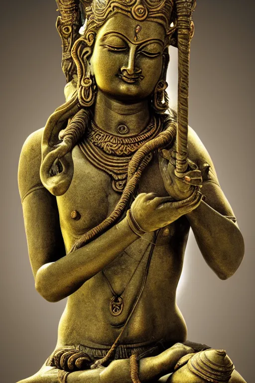 Prompt: detailed photo of shiva concrete bronze veined statue, full body pose, various seducing poses, photorealism, intricate detail, a few light reflexions, museum diffuse lighting