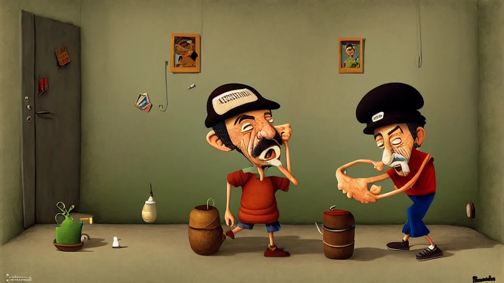 Image similar to illustration cartoon don ramon, seu madruga, el chavo del ocho, funny gediminas pranckevicius by roberto gomez bolanos