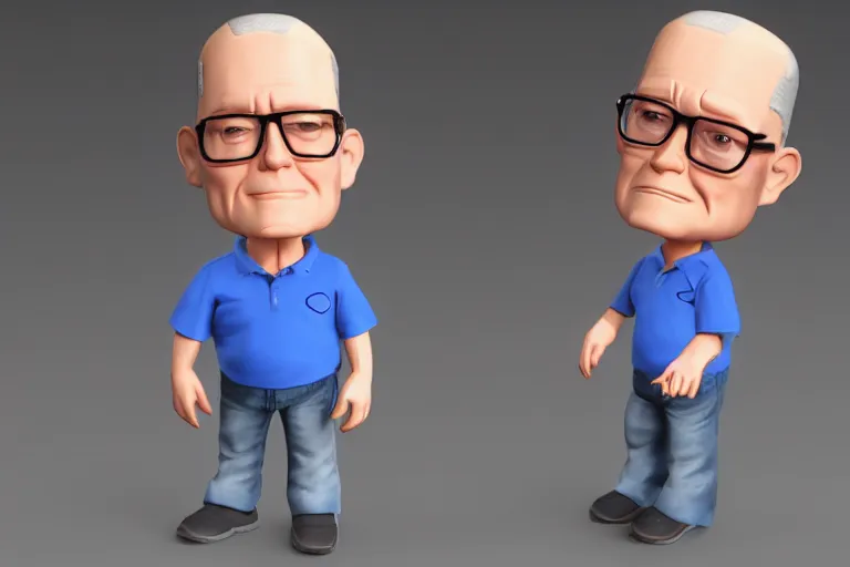 Image similar to hank hill chibi, photorealistic 3 d render