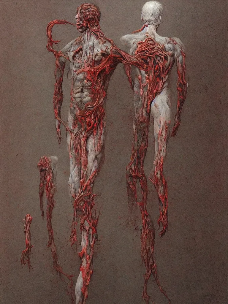 Image similar to Joe Biden full body portrait, body horror, painting by Zdzislaw Beksinski