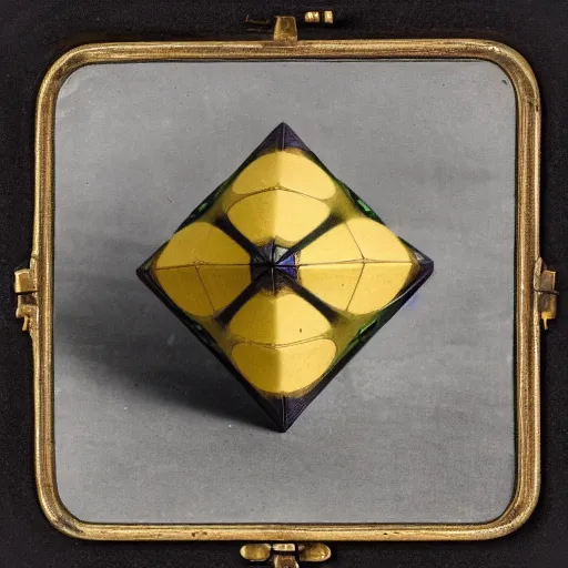 Prompt: a daguerreotype of an icosahedron