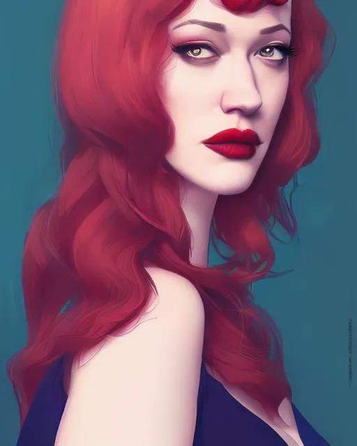 Prompt: kat dennings christina hendricks jennifer tilly, wearing dress, by wlop and ilya kuvshinov and artgerm, gorgeous, stunning, alluring, artstation, deviantart, digital art