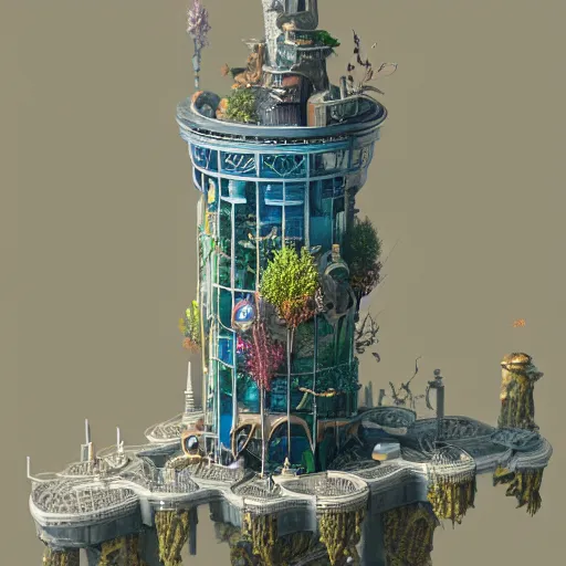 Prompt: a beautiful aquarium tower, highly detailed, 3 d render, masterpiece, trending on artstation, devianart, cgsociety, concept art