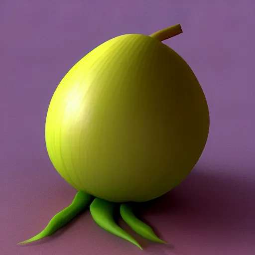 Prompt: crying onion cartoon, 3 d render