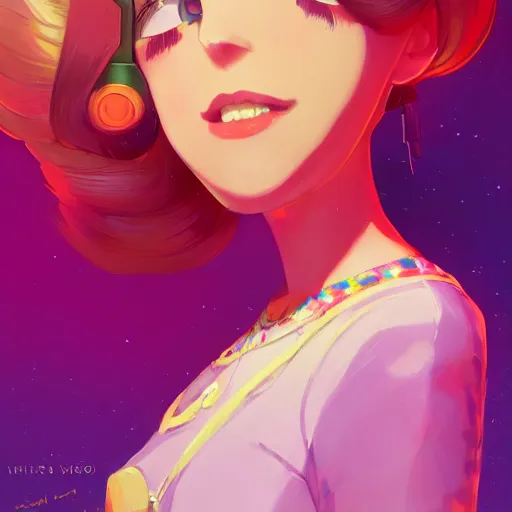 Image similar to portrait of princess daisy, colorful background, rich vivid colors, ambient lighting, dynamic lighting, 4k, official media, anime key visual, makoto shinkai, ilya kuvshinov, lois van baarle, rossdraws, detailed, trending on artstation