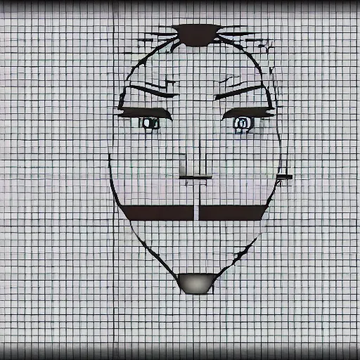 Image similar to evil face made out of binary code, on computer screen, old computer