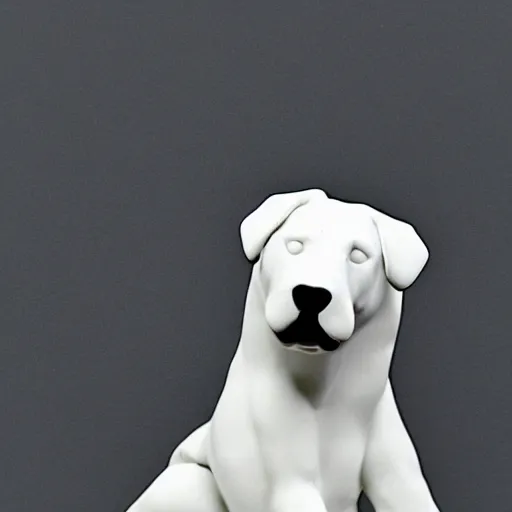 Image similar to studio photo of a ceramic figure, in the shape of a puppy. photorealistic, minimalist, ultra detailed.