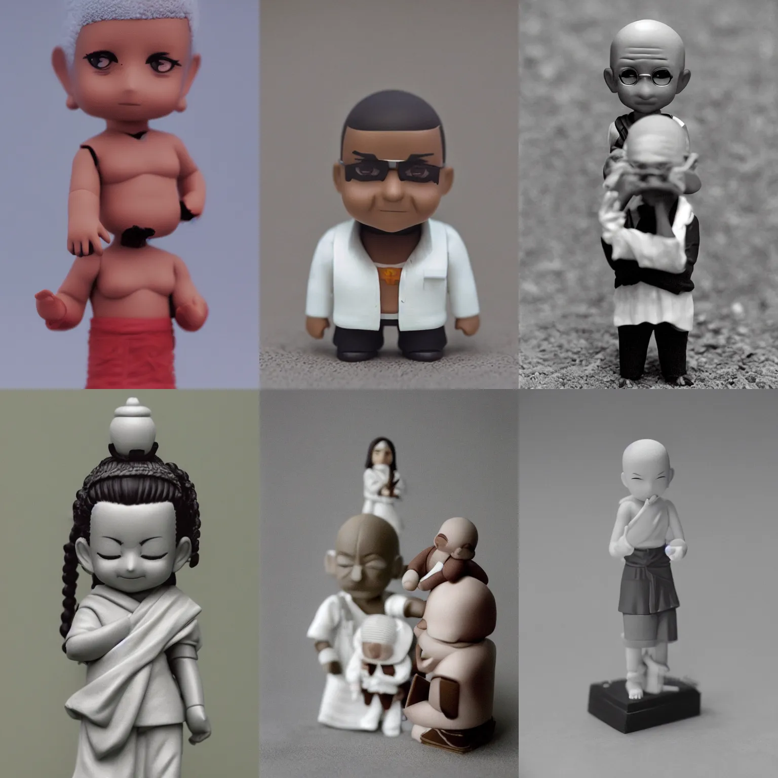 Prompt: closeup nendoroid gandhi, kodak portra, nineties photography