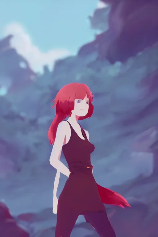 Image similar to fursona, a full body portrait of a the sellsword marissa bell, short red hair, fantasy, makoto shinkai, james gilleard, very detailed, matte, gaussian blur