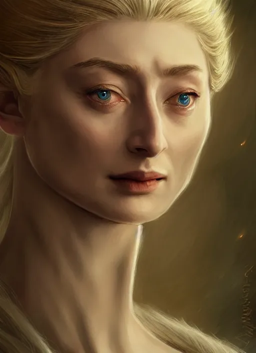 Image similar to beautiful stunning elizabeth debicki as galadriel, lord of the rings, lotr fanart, trending on artstation, character art, the hobbit digital painting, concept art, smooth, sharp focus, illustration, art by artgerm and greg rutkowski, radiant light,