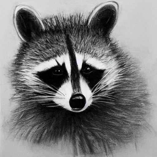 Image similar to Charcoal sketch of a raccoon