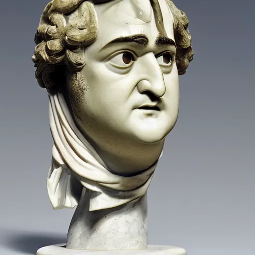 Prompt: a sculpture by canova with the likeness of john belushi in the blues brothers film