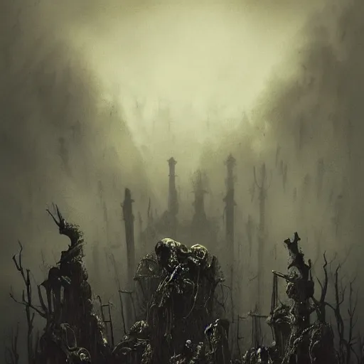 Prompt: a group of skeleton with rotten flesh in a gothic cemetery, dark, night, stormy clouds, trending on artstation,subtle gold accents, beautifully lit, by zdzislaw beksinski, tsutomu nihei, peter mohrbacher, hyper detailed, insane, details, elegant, luxury, dramatic lighting, CGsociety, hypermaximalist,golden ratio, octane render, ray trace, 4k, epic