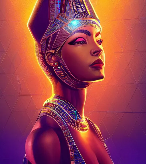 Prompt: symmetry!! egyptian queen of technology, solid cube of light, hard edges, product render retro - futuristic poster scifi, lasers and neon circuits, beautiful brown skin woman egyptian queen, intricate, elegant, highly detailed, digital painting, artstation, concept art, smooth, sharp focus, illustration, dreamlike, art by artgerm