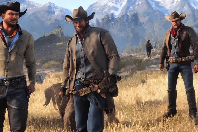 Prompt: Arthur Morgan buys a Porsche from Simeon Yetarian