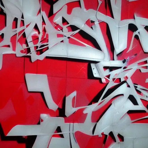 Image similar to abstract intricate 3 d fidenza red white ice style graffiti