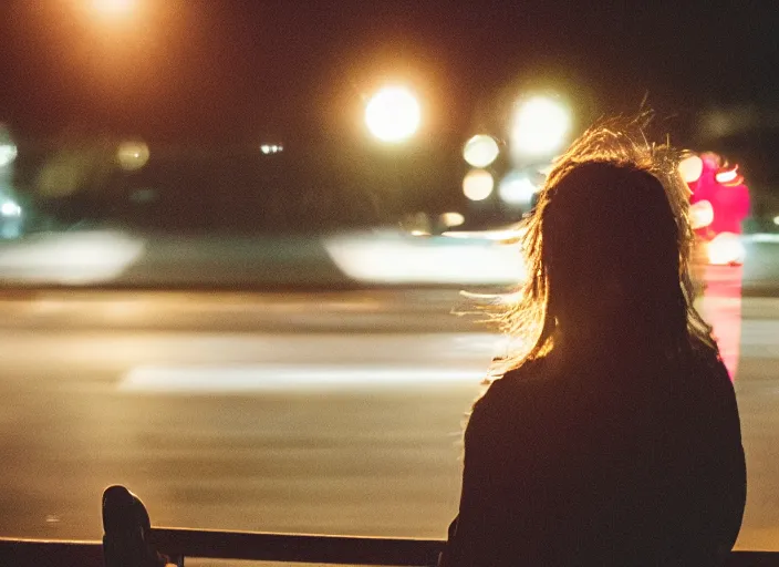 Image similar to a 3 5 mm photo from the back of a woman watching a parade, splash art, movie still, bokeh, canon 5 0 mm, cinematic lighting, dramatic, film, photography, golden hour, depth of field, award - winning, anamorphic lens flare, 8 k, hyper detailed, 3 5 mm film grain