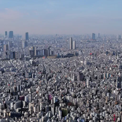 Image similar to tokyo 9 0 years in the future with the city densely populated with buildings as far as the eye can see