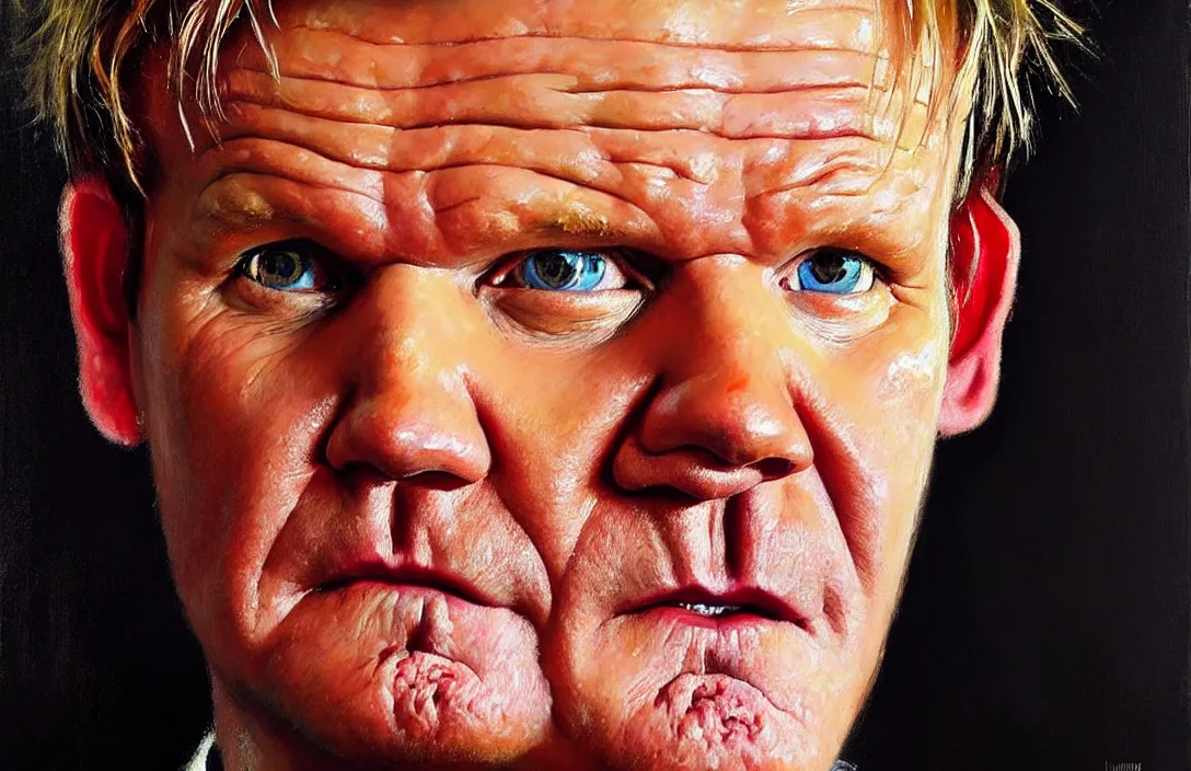 Prompt: portrait of gordon ramsay!!!!!!!!!!!!!!!!!!!!!!!!!!!, detailed face, detailed painting,, epic lighting, by ilya repin, phil hale and kent williams