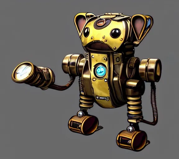 Image similar to futuristic steampunk ferret - shaped mech, steampunk bioshock - inspired ferret - robot, borderlands - inspired ferret - shaped robot