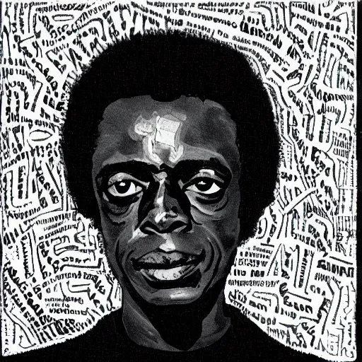 Image similar to miles davis in the style of daniel johnston, 4k