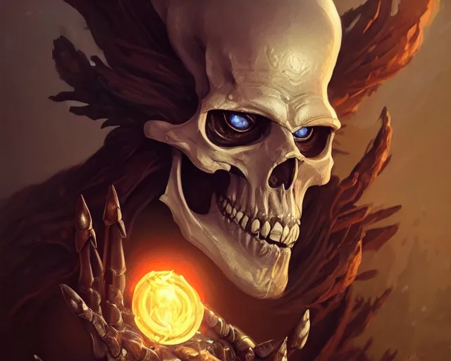 Prompt: oldman casting summon skeleton, deep focus, d & d, fantasy, intricate, elegant, highly detailed, digital painting, artstation, concept art, matte, sharp focus, illustration, hearthstone, art by artgerm and greg rutkowski and alphonse mucha